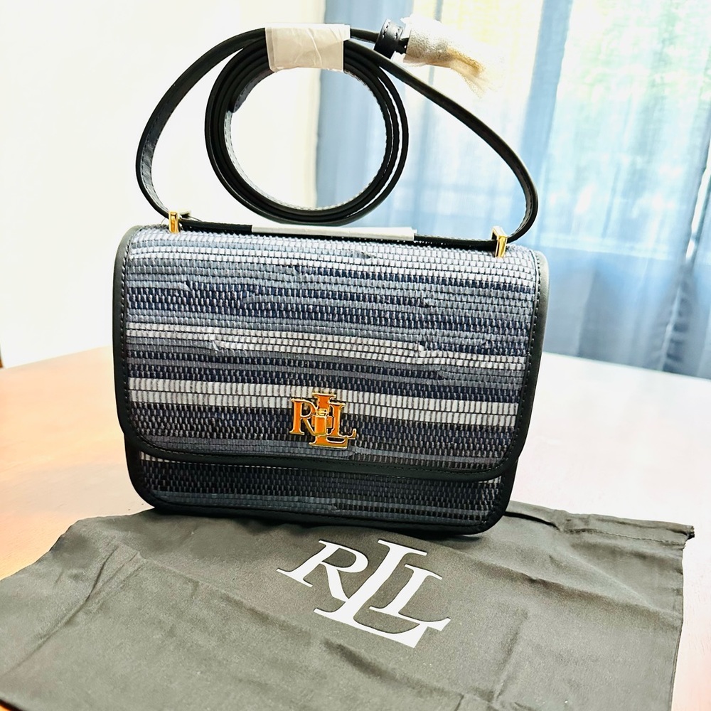 Lauren Ralph Lauren Striped Woven Leather Bag
